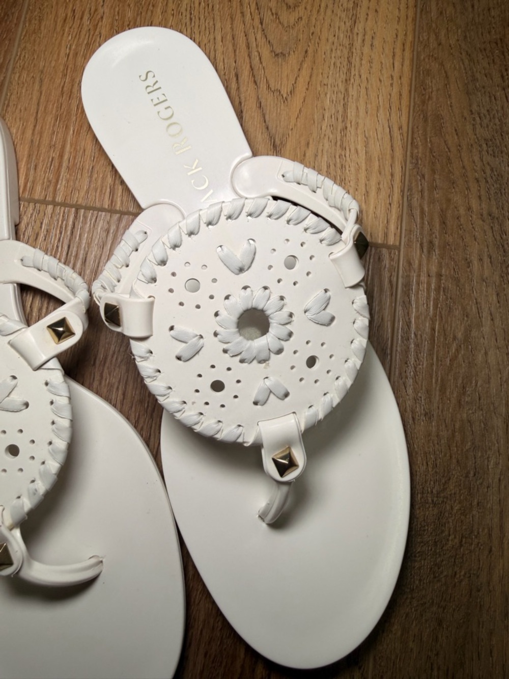 Jack Rogers Georgica Jelly Sandals White 8 NEW Waterproof Medallion Flip Flops - Picture 6 of 12